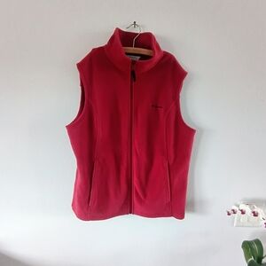 Columbia Womens Fleece Vest Red Full Zip Sleeveless Jacket XL